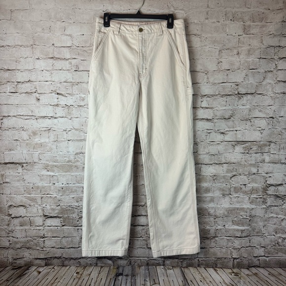 Aritzia Denim - TNA Aritzia Women's Size 8 Greenwich Pant Carpenter Jeans White Tan Stitch READ